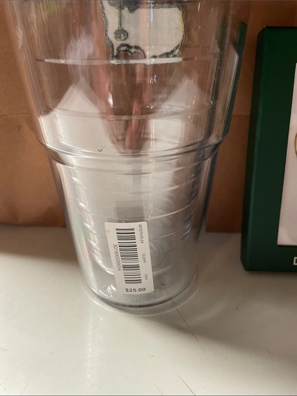 Masters Clear Tumbler w/ Green Lid & logo (Masters Divot tool set NOT INCLUDED)